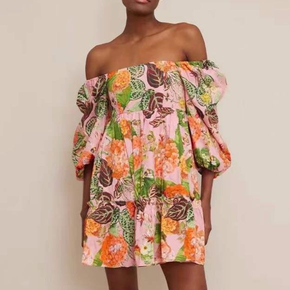 NEW Cara Cara Sip Sip Mini Dress - Avery Floral Pink Causal Cocktail Cotton - Picture 2 of 8